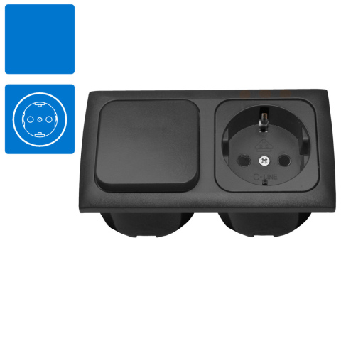 BBAtechniek artnr. 81509 - C-Line combi schakelaar en Schuko (1x)