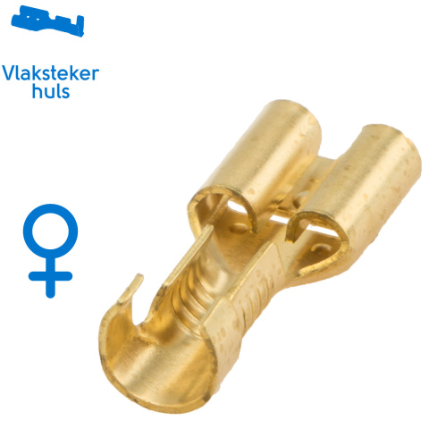BBAtechniek artnr. 12051 - Vlakstekerhuls messing 6.3 1.5 -2.5mm² (100x)
