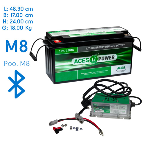 BBAtechniek artnr. 37077 - 12V 150Ah Aces Lithium accu + lader 20A (1x)