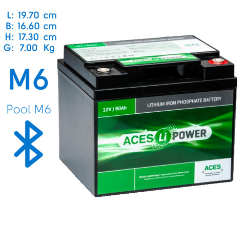 BBAtechniek artnr. 37082 - 12V 60Ah Aces Lithium accu zonder lader (1x)