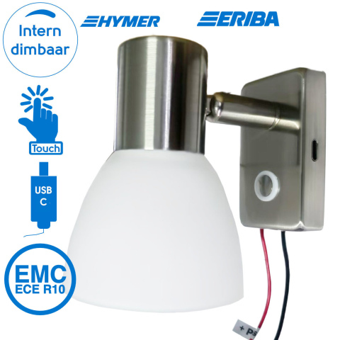 BBAtechniek artnr. 65549 - Faretto PowerLED 12V 3W geborsteld alu USB-C (1x)