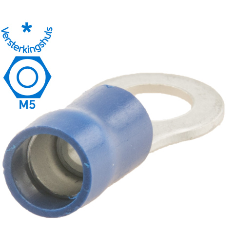 Kabelschoen ring M5 Ø5.3mm* blauw (100x)