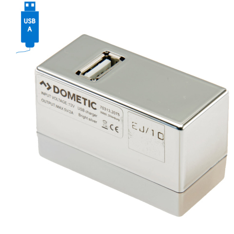 BBAtechniek artnr. 20180 - USB A-1x 5V 2A Dometic rail chroom (1x)