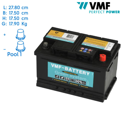 BBAtechniek artnr. 37041 - 12V 72A VMF start accu (1x)