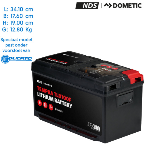 BBAtechniek artnr. 57085 - 12V 100Ah NDS Tempra Lithium N-Bus accu (1x)