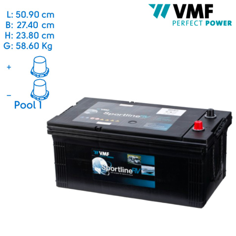 BBAtechniek artnr. 37042 - 12V 200Ah VMF Sportline semi-tractie accu (1x)