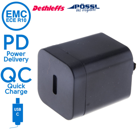 Lanciano USB-C PD QC zwart (1x)