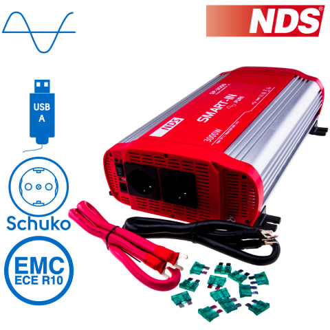 BBAtechniek artnr. 57038 - NDS SP-3000 inverter 12V 3000W USB uitgang (1x)