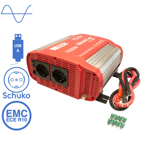 BBAtechniek artnr. 57006 - NDS SP-1000 inverter 12V 1000W USB-uitgang (1x)