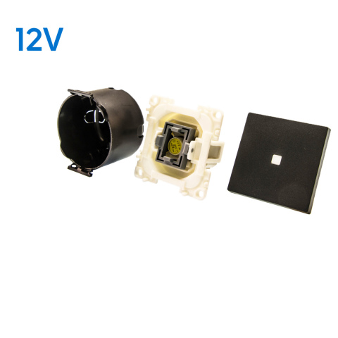 Controleschakelaar gele LED 12V leigrijs (1x)