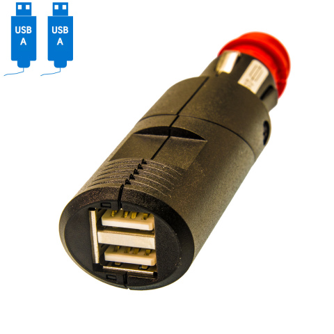 Draaibare USB stekker 12V 24V 2x2.5A (1x)