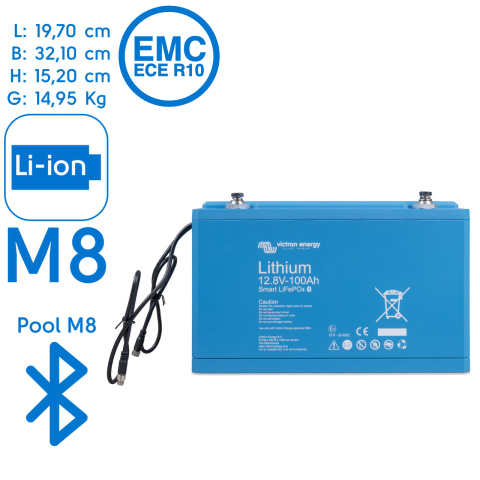 Victron lithium accu 12.8V 100Ah Smart (1x)