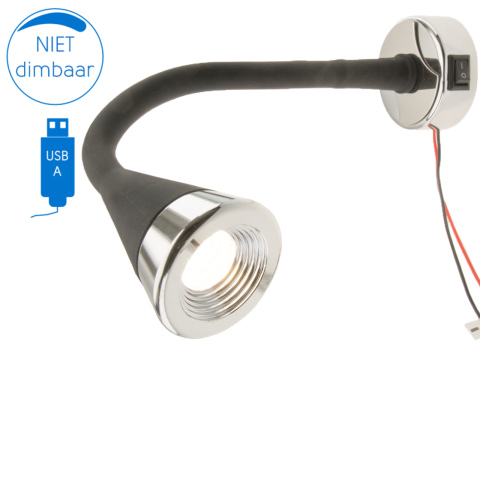 BBAtechniek artnr. 65561 - Bari flex LED 12V 1.5W 3400K USB A 5V 2.1A (1x)