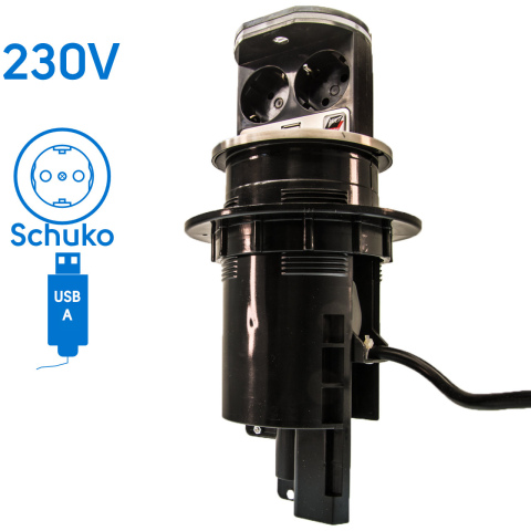 BBAtechniek artnr. 45030 - Voltport uitschuifbare stekkerdoos 2x 230V (1x) 