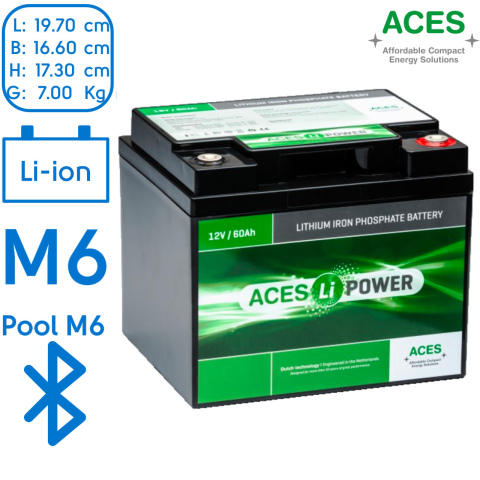 BBAtechniek artnr. 37082 - 12V 60Ah Aces Lithium accu zonder lader (1x)