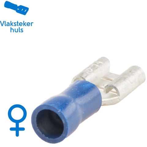 BBAtechniek artnr. 11378 - Vlakstekerhuls 6.3x0.8mm blauw (50x)
