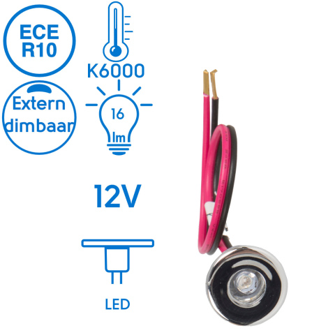 BBAtechniek artnr. 65504 - Milaan LED blue light inbouwspot 12V 0.1W (1x)