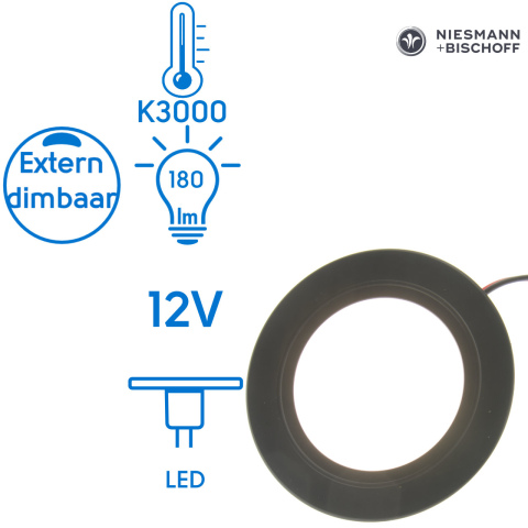 BBAtechniek artnr. 65584 - Campobasso 12V 3W ronde inbouw LED spot (1x)