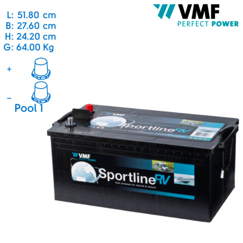 BBAtechniek artnr. 37007 - 12V 230Ah VMF Sportline semi-tractie accu (1x)