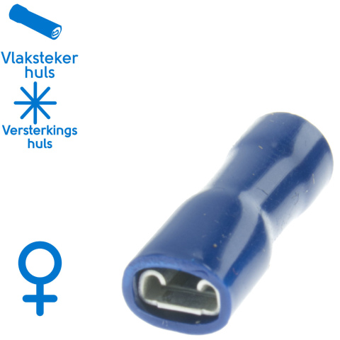 BBAtechniek artnr. 11404 - Vlakstekerhuls 4.8x0.8mm* blauw (1000x)
