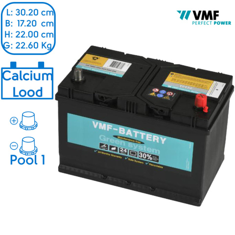 BBAtechniek artnr. 37060 - 12V 100Ah VMF start accu (1x)