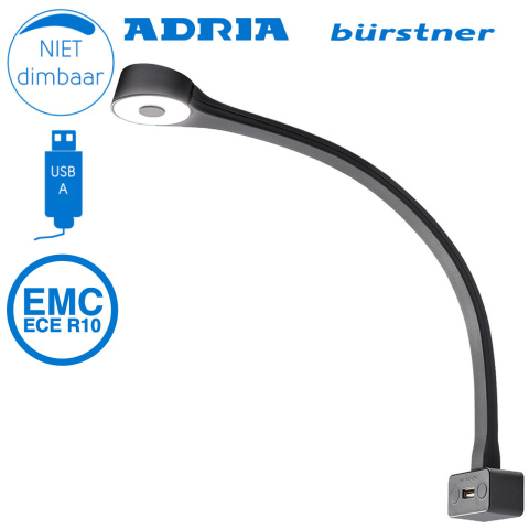 BBAtechniek artnr. 45129 - Cordoba flex LED 12V 1.3W 4100K 90lm USB zwart(1x)