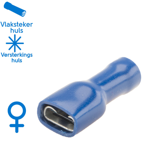 BBAtechniek artnr. 11406 - Vlakstekerhuls 6.3x0.8mm* blauw (100x)
