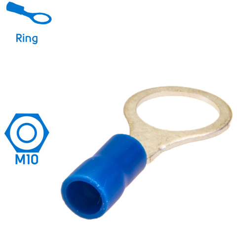 BBAtechniek artnr. 11019 - Kabelschoen ring M10 Ø10.5mm blauw (100x)