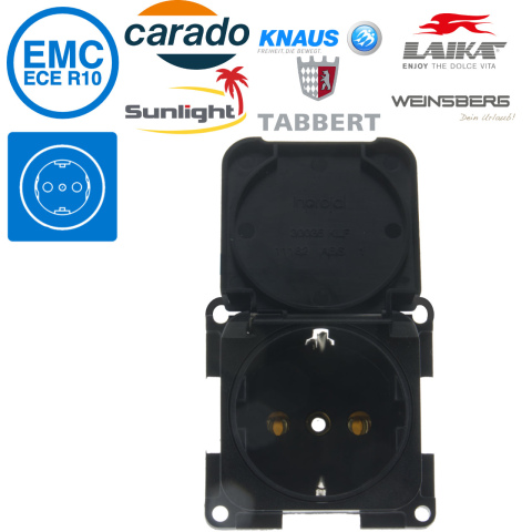 BBAtechniek artnr. 45158 - S 30.000 230V contactdoos Schuko zwart (1x)