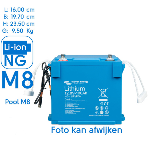 BBAtechniek artnr. 90048 - LiFePO4 accu 12.8V 100Ah NG M8 (1x)