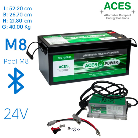 BBAtechniek artnr. 37079 - 24V 200Ah Aces Lithium accu + lader 20A (1x)