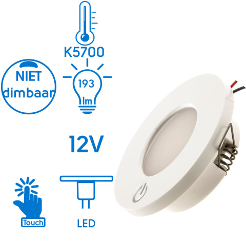 BBAtechniek artnr. 45098 - Witte LED inbouwspot 12V 24V 2.5W (1x)