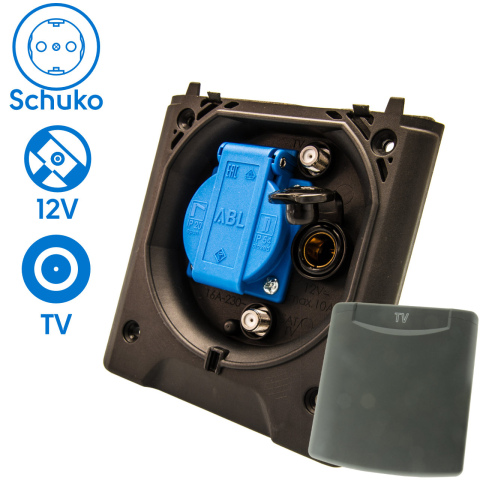 BBAtechniek artnr. 45020 - Voortent aansluiting CEE 230V  / TV / 12V (1x)