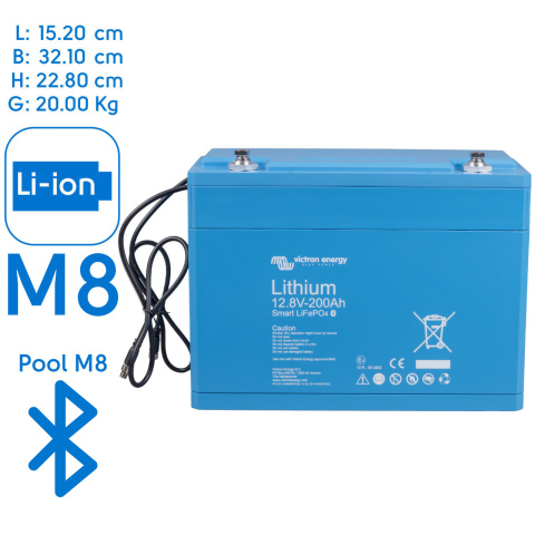 Victron Lithium accu 12.8V 200Ah Smart (1x)