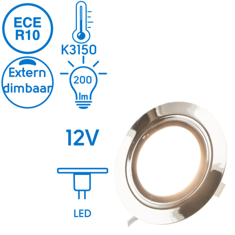 BBAtechniek artnr. 20194 - Dometic LED spot Cario II 12V 3W ECE R10 (1x)