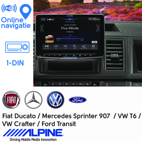 BBAtechniek artnr. 8685 - 9” iLX-F905T6 Alpine Style VW Transporter T6 !DIN