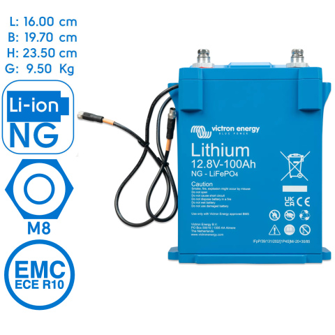 BBAtechniek artnr. 90048 - LiFePO4 accu 12.8V 100Ah NG M8 (1x)