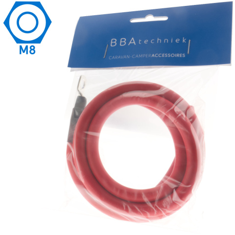 BBAtechniek artnr. 8933 - 25mm2 accu kabel flexibel rood 1x M8 (1.0m)