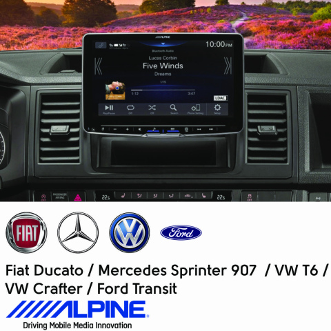 BBAtechniek artnr. 8685 - 9” ILX-F905T6 - Alpine Style VW Transporter T6