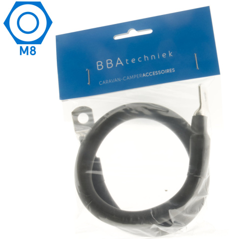 BBAtechniek artnr. 8945 - 50mm2 accu kabel flexibel zwart 2x M8 (0.5m)