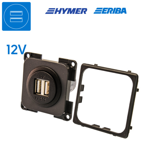 BBAtechniek artnr. 45059 - USB-A contactdoos 2x 2.5A lei-grijs S20.000 (1x)