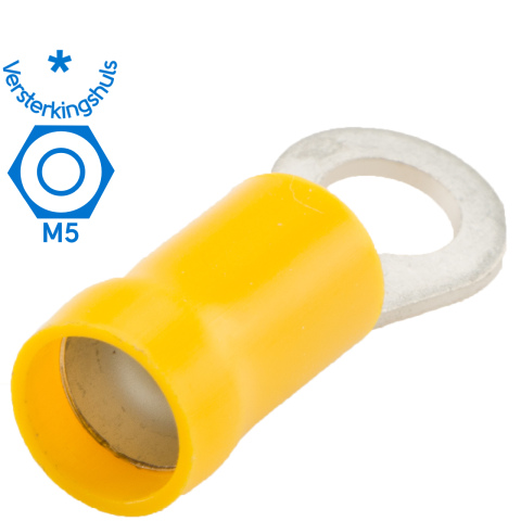 BBAtechniek artnr. 11040 - Kabelschoen ring M5 Ø5.3mm* geel (100x)
