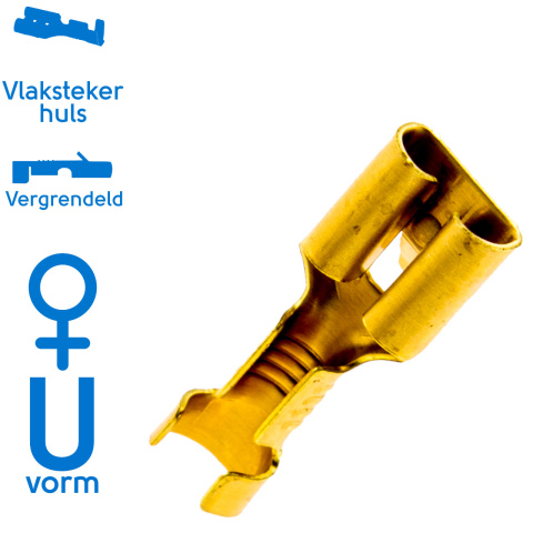 BBAtechniek artnr. 12093 - Vlakstekerhuls messing 6.3 1.5-2.5mm² (100x)
