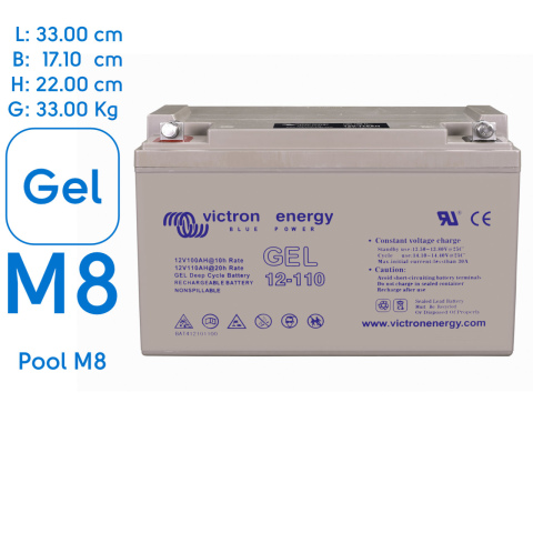 BBAtechniek artnr. 90057 - Victron Gel accu 12V 110Ah M8 (1x)