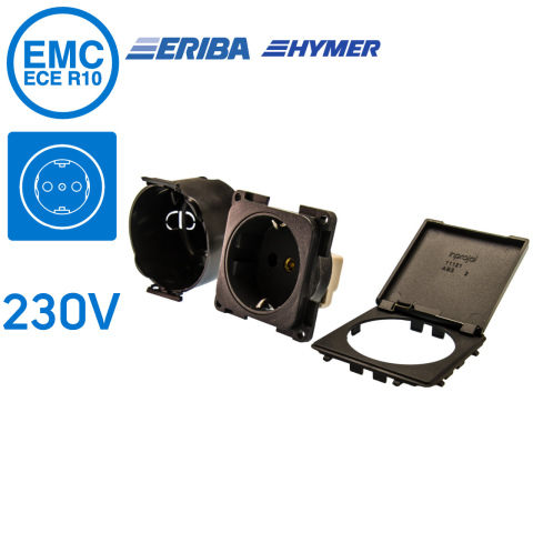 BBAtechniek artnr. 45054 - 230V Schuko contactdoos lei-grijs S20.000 (1x)