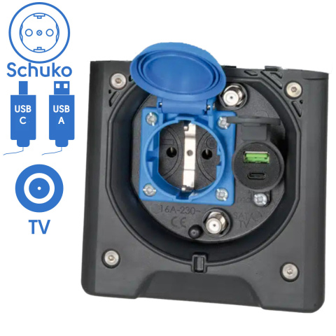 BBAtechniek artnr. 45185 - Voortent aansluiting CEE 230V / TV / USB-A/C (1x)
