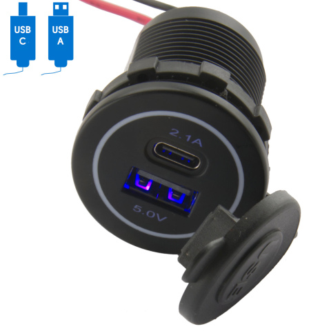BBAtechniek artnr. 65582 - USB C-1x & A-1x 5V 2.1A inbouw met afdekkap (1x)