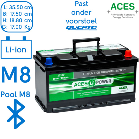 BBAtechniek artnr. 37087 - 12V 150Ah Aces Lithium accu zonder lader (1x)