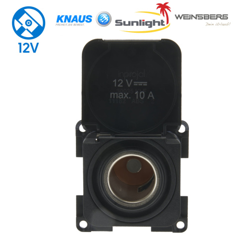 BBAtechniek artnr. 45157 - S 30.000 12V 10A contactdoos zwart + klepje (1x) 