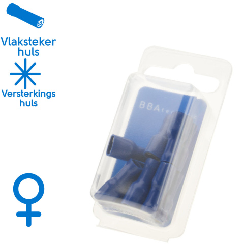 BBAtechniek artnr. 16986 - Vlakstekerhuls 6.3x0.8mm* blauw (10x)